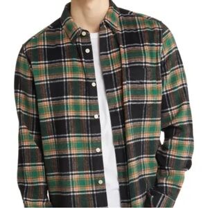 All Saints Plaid Long Sleeve Flannel Shirt